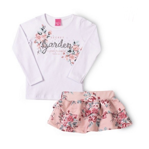 CONJUNTO BLUSA COTTON SAIA MOLETOM SEM FELPA ROSA