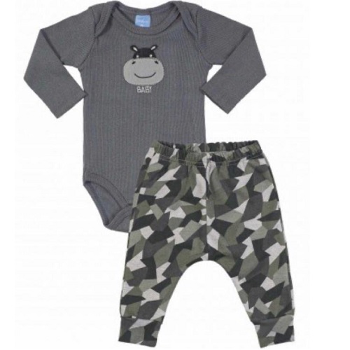 CONJUNTO BODY HIPOPTAMO SARUEL CAMUFLADO CINZA