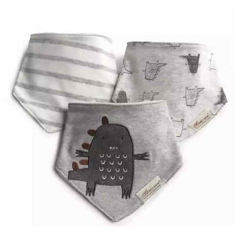 KIT 3 BABADORES BANDANA DINOSSAURO CINZA