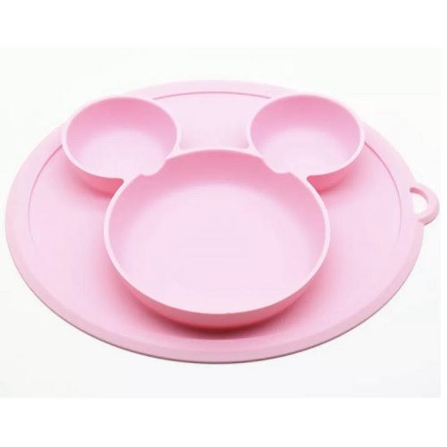 PRATO DE SILICONE ROSA PERSONAGEM MICKEY