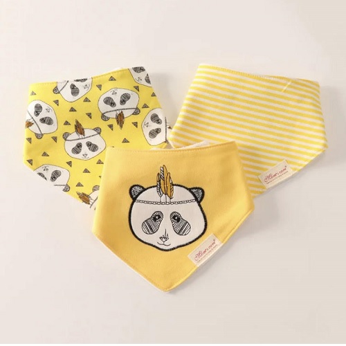 KIT 3 BABADORES BANDANA PANDA AMARELO