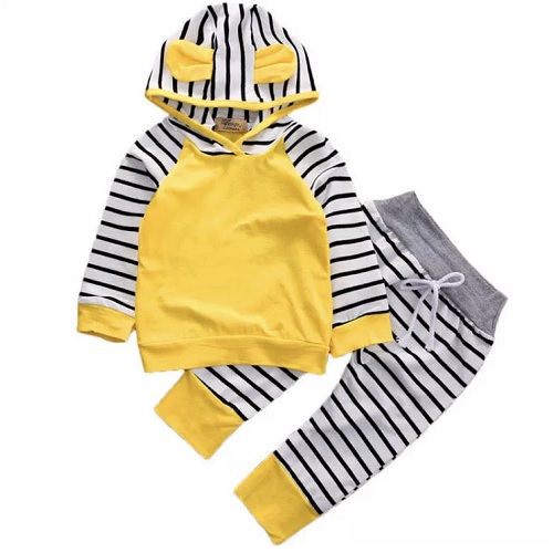 CONJUNTO MOLETOM COM TOUCA MENINO AMARELO